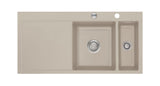SYSTEMCERAM Einbauspüle Mera 100 F Be. Re. Fango 23 inkl. Excenterbetätigung, für 60 cm Schrankbreite, Spüle zum flächenbündigen Einbau, inkl. 4 x Eckradien R 10 Auflage Becken rechts 55760223
