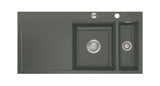 SYSTEMCERAM Einbauspüle Mera 100 F Be. Re. Lava 80 inkl. Handbetätigung, für 60 cm Schrankbreite, Spüle zum flächenbündigen Einbau, inkl. 4 x Eckradien R 10 Auflage Becken rechts 55760180
