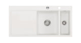 SYSTEMCERAM Einbauspüle Mera 100 F Be. Re. Polar 13 inkl. Handbetätigung, für 60 cm Schrankbreite, Spüle zum flächenbündigen Einbau, inkl. 4 x Eckradien R 10 Auflage Becken rechts 55760113