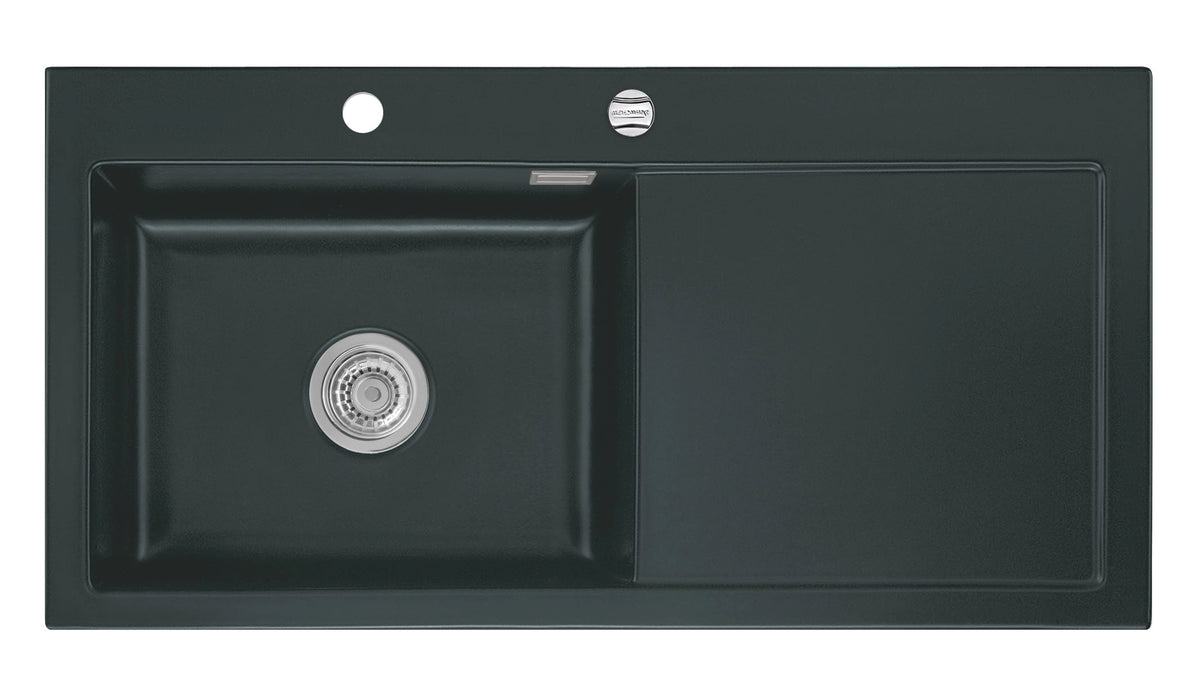 SYSTEMCERAM Einbauspüle Mera 100 SL Be. Li. Eibe 56 inkl. Excenterbetätigung, für 60 cm Schrankbreite, Einbauspüle Auflage Becken links 50650256