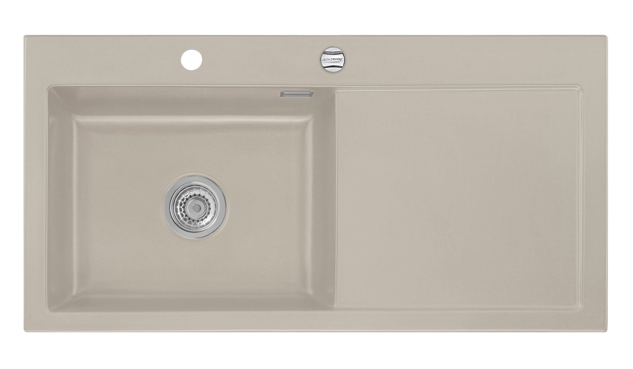 SYSTEMCERAM Einbauspüle Mera 100 SL Be. Li. Fango 23 inkl. Excenterbetätigung, für 60 cm Schrankbreite, Einbauspüle Auflage Becken links 50650223