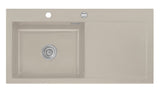 SYSTEMCERAM Einbauspüle Mera 100 SL Be. Li. Fango 23 inkl. Excenterbetätigung, für 60 cm Schrankbreite, Einbauspüle Auflage Becken links 50650223
