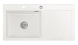 SYSTEMCERAM Einbauspüle Mera 100 SL/F Be. Li. Grönland 12 inkl. Excenterbetätigung, für 60 cm Schrankbreite, Spüle zum flächenbündigen Einbau, inkl. 4 x Eckradien R 10 Auflage Becken links 55650212