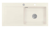 SYSTEMCERAM Einbauspüle Mera 100 SL/F Be. Re. Jasmin 19 inkl. Excenterbetätigung, für 60 cm Schrankbreite, Spüle zum flächenbündigen Einbau, inkl. 4 x Eckradien R 10 Auflage Becken rechts 55640219