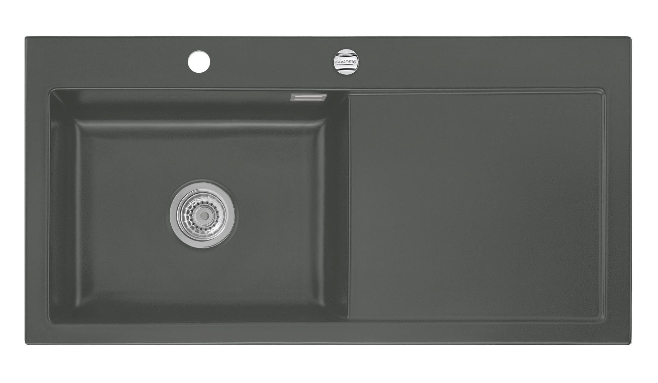 SYSTEMCERAM Einbauspüle Mera 100 SL Be. Li. Lava 80 inkl. Handbetätigung, für 60 cm Schrankbreite, Einbauspüle Auflage Becken links 50650180