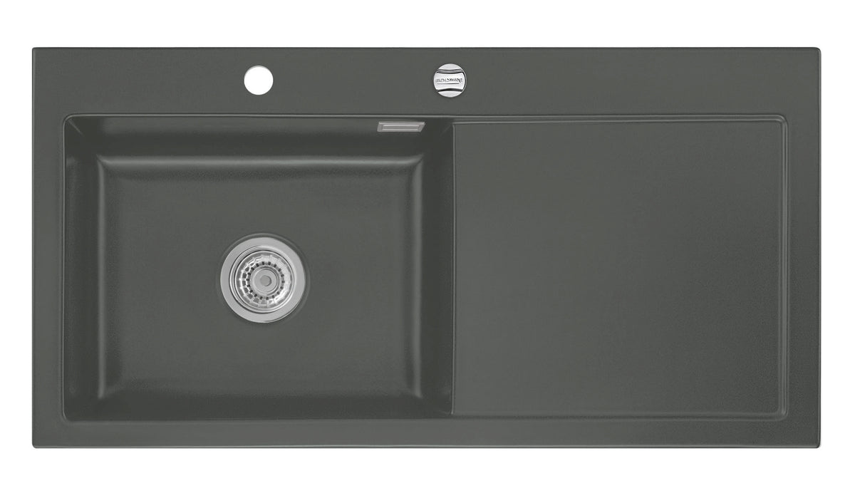 SYSTEMCERAM Einbauspüle Mera 100 SL Be. Li. Lava 80 inkl. Handbetätigung, für 60 cm Schrankbreite, Einbauspüle Auflage Becken links 50650180