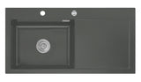 SYSTEMCERAM Einbauspüle Mera 100 SL Be. Li. Lava 80 inkl. Handbetätigung, für 60 cm Schrankbreite, Einbauspüle Auflage Becken links 50650180