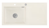 SYSTEMCERAM Einbauspüle Mera 100 SL Be. Li. Magnolie 10 inkl. Excenterbetätigung, für 60 cm Schrankbreite, Einbauspüle Auflage Becken links 50650210