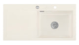 SYSTEMCERAM Einbauspüle Mera 100 SL/F Be. Re. Magnolie 10 inkl. Excenterbetätigung, für 60 cm Schrankbreite, Spüle zum flächenbündigen Einbau, inkl. 4 x Eckradien R 10 Auflage Becken rechts 55640210