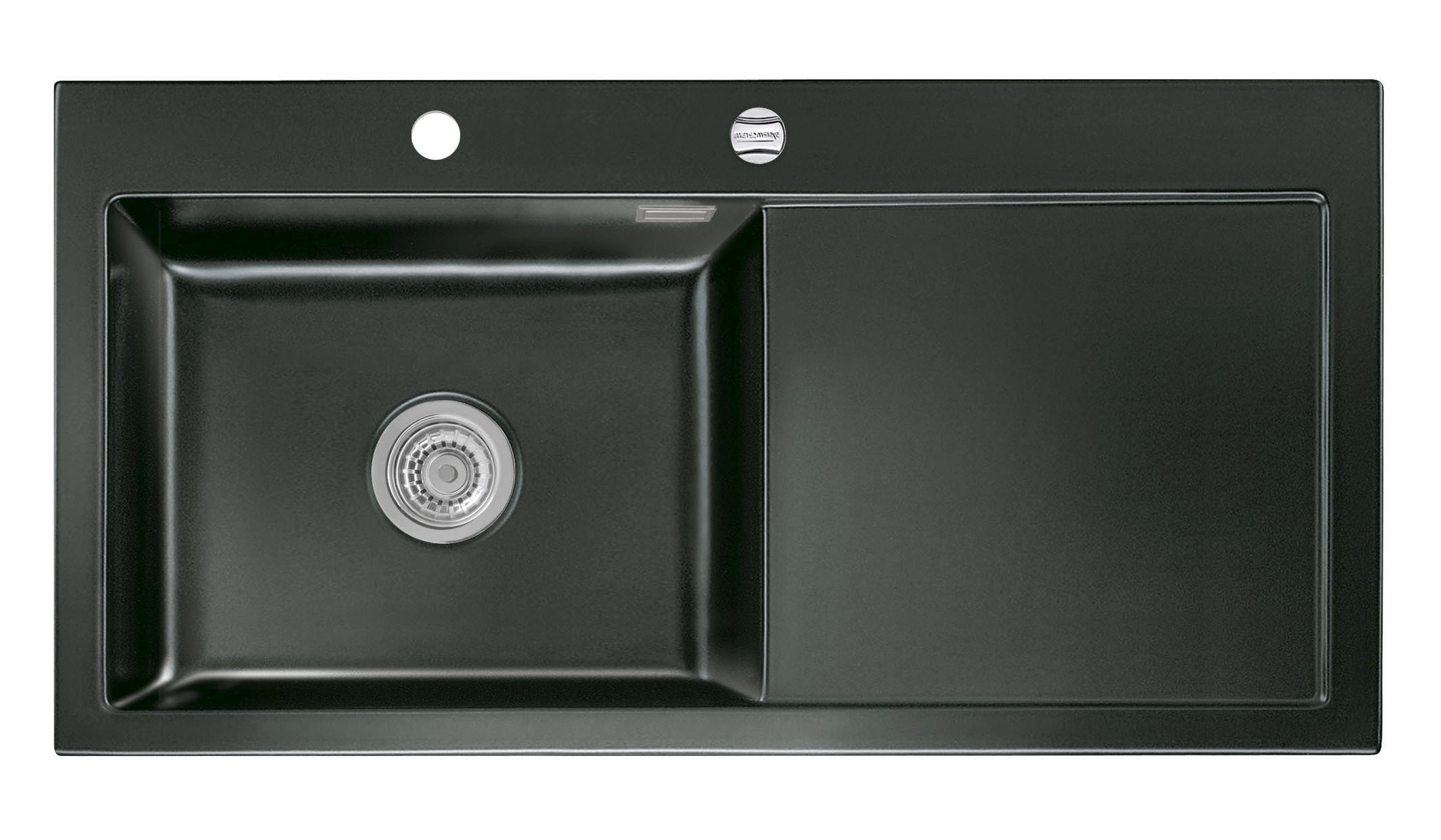 SYSTEMCERAM Einbauspüle Mera 100 SL Be. Li. Nero 68 inkl. Excenterbetätigung, für 60 cm Schrankbreite, Einbauspüle Auflage Becken links 50650268