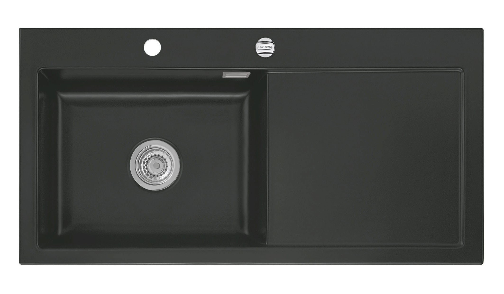 SYSTEMCERAM Einbauspüle Mera 100 SL Be. Li. Nigra 87 inkl. Handbetätigung, für 60 cm Schrankbreite, Einbauspüle Auflage Becken links 50650187