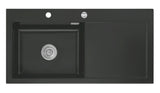 SYSTEMCERAM Einbauspüle Mera 100 SL Be. Li. Nigra 87 inkl. Handbetätigung, für 60 cm Schrankbreite, Einbauspüle Auflage Becken links 50650187