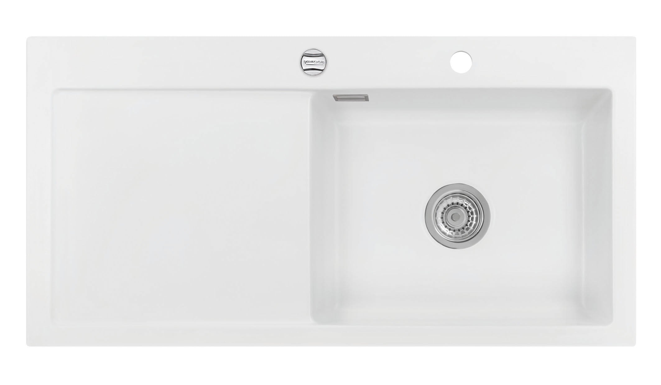 SYSTEMCERAM Einbauspüle Mera 100 SL Be. Re. Polar 13 inkl. Excenterbetätigung, für 60 cm Schrankbreite, Einbauspüle Auflage Becken rechts 50640213