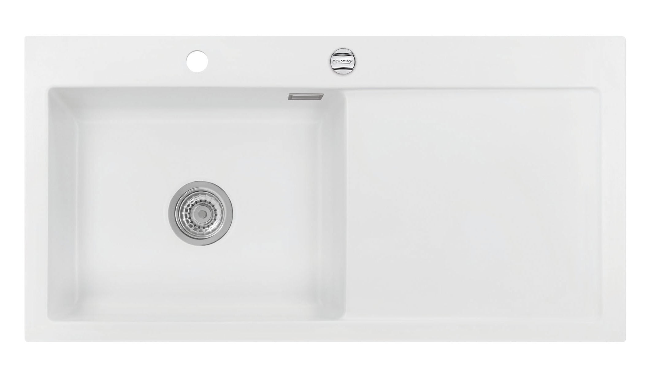 SYSTEMCERAM Einbauspüle Mera 100 SL Be. Li. Polar 13 inkl. Handbetätigung, für 60 cm Schrankbreite, Einbauspüle Auflage Becken links 50650113