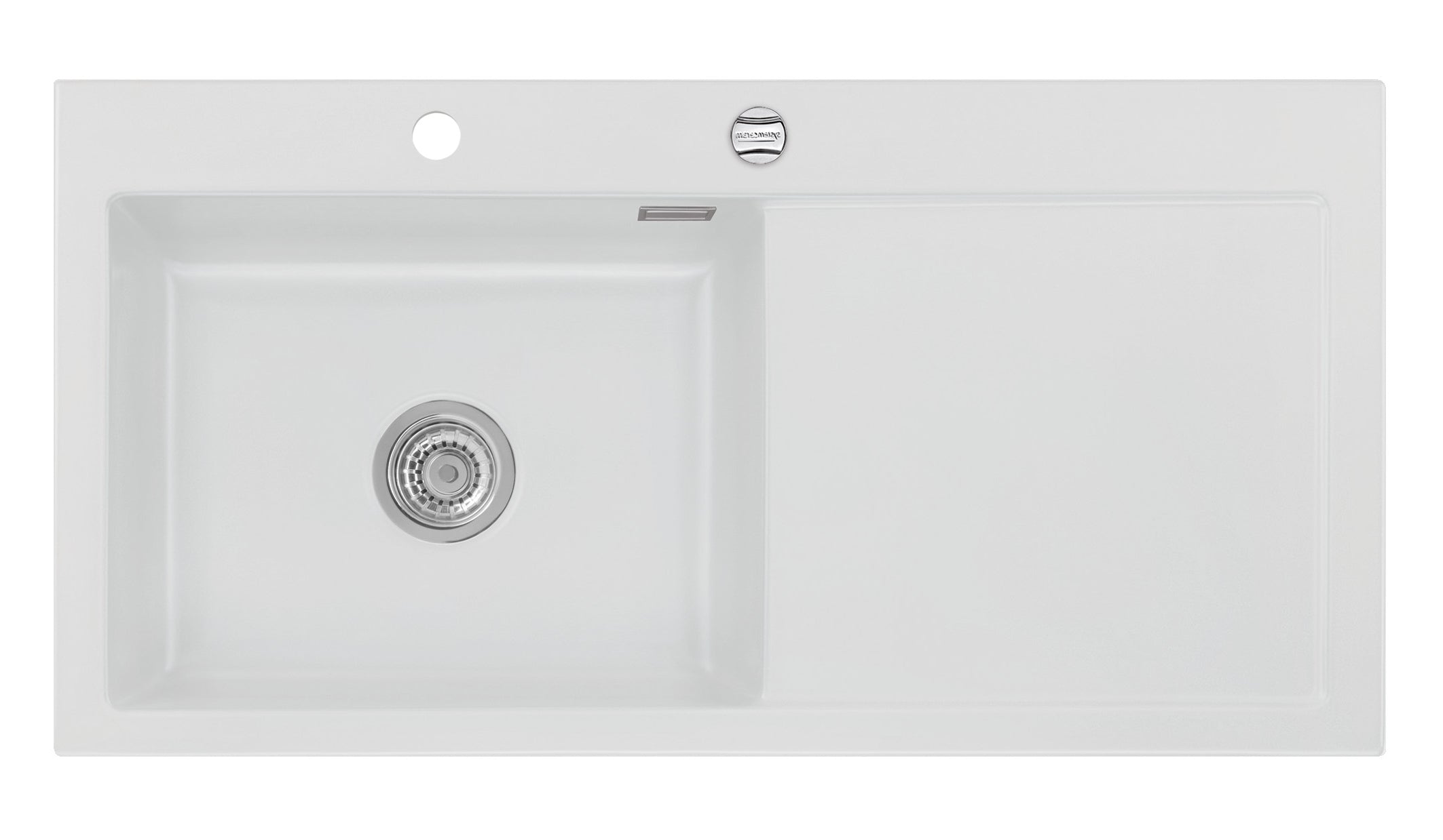 SYSTEMCERAM Einbauspüle Mera 100 SL Be. Li. Satin 20 inkl. Excenterbetätigung, für 60 cm Schrankbreite, Einbauspüle Auflage Becken links 50650220