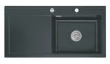 SYSTEMCERAM Einbauspüle Mera 100 SL Be. Re. Schiefer 85 inkl. Excenterbetätigung, für 60 cm Schrankbreite, Einbauspüle Auflage Becken rechts 50640285