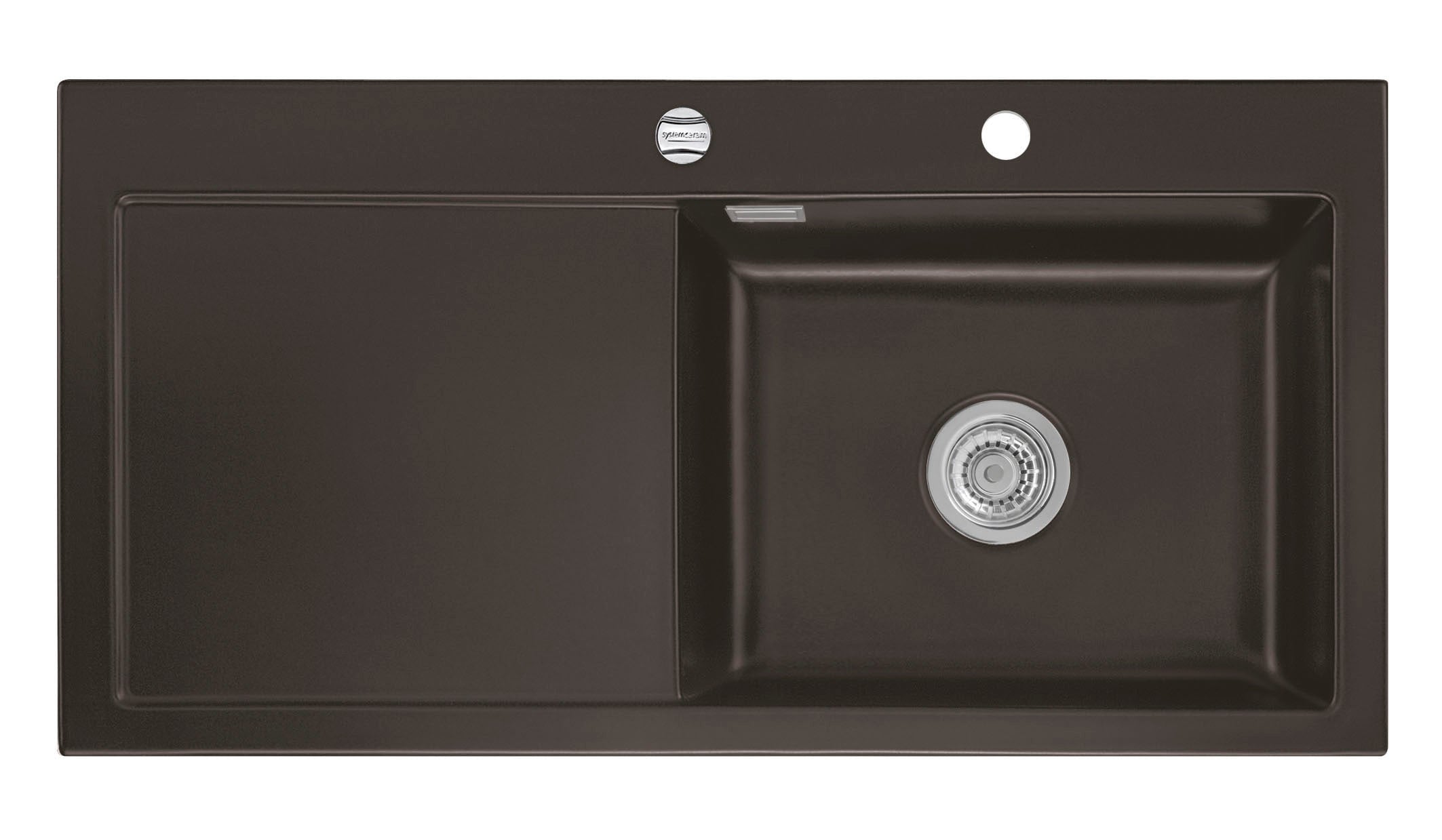SYSTEMCERAM Einbauspüle Mera 100 SL Be. Re. Siena 65 inkl. Excenterbetätigung, für 60 cm Schrankbreite, Einbauspüle Auflage Becken rechts 50640265