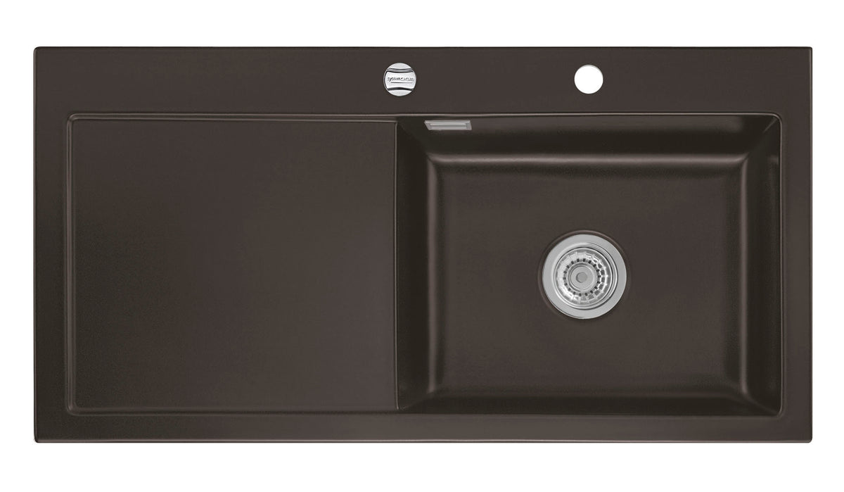 SYSTEMCERAM Einbauspüle Mera 100 SL Be. Re. Siena 65 inkl. Excenterbetätigung, für 60 cm Schrankbreite, Einbauspüle Auflage Becken rechts 50640265