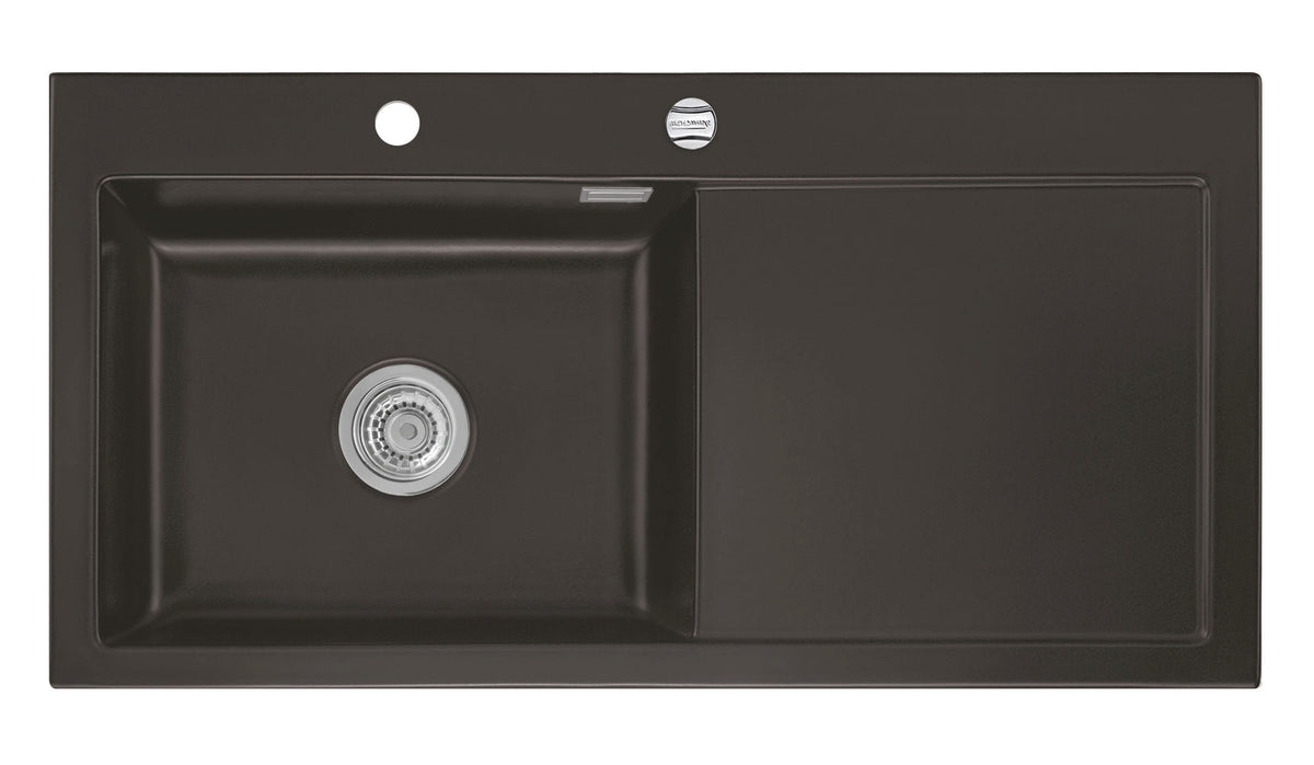 SYSTEMCERAM Einbauspüle Mera 100 SL Be. Li. Siena 65 inkl. Handbetätigung, für 60 cm Schrankbreite, Einbauspüle Auflage Becken links 50650165