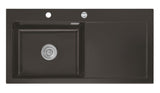 SYSTEMCERAM Einbauspüle Mera 100 SL Be. Li. Siena 65 inkl. Handbetätigung, für 60 cm Schrankbreite, Einbauspüle Auflage Becken links 50650165