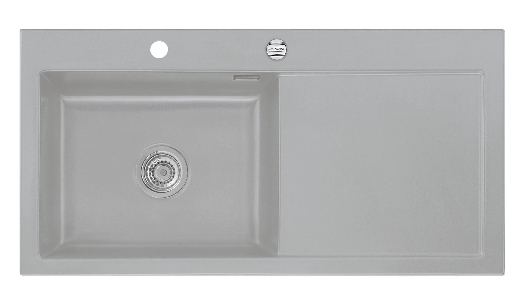 SYSTEMCERAM Einbauspüle Mera 100 SL Be. Li. Titan 78 inkl. Handbetätigung, für 60 cm Schrankbreite, Einbauspüle Auflage Becken links 50650178
