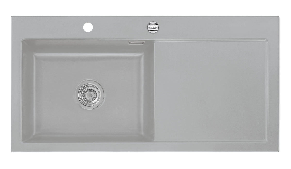 SYSTEMCERAM Einbauspüle Mera 100 SL Be. Li. Titan 78 inkl. Handbetätigung, für 60 cm Schrankbreite, Einbauspüle Auflage Becken links 50650178