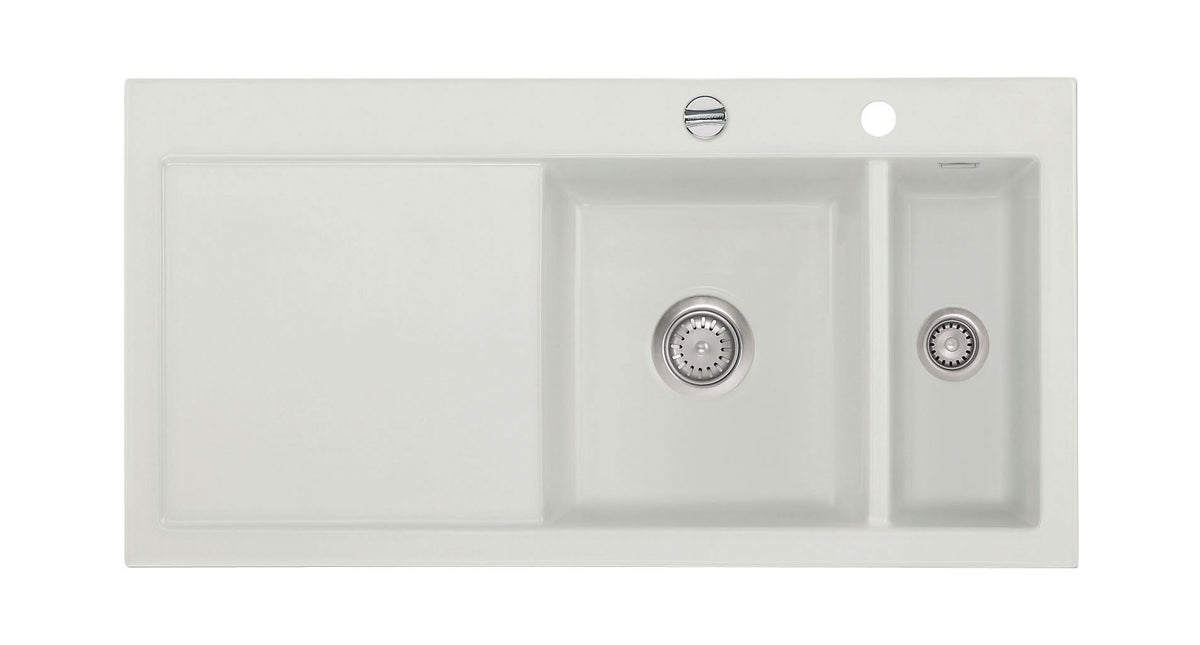 SYSTEMCERAM Einbauspüle Mera 100 Be. Re. Alu 76 inkl. Handbetätigung, für 60 cm Schrankbreite, Einbauspüle Auflage Becken rechts 50760176