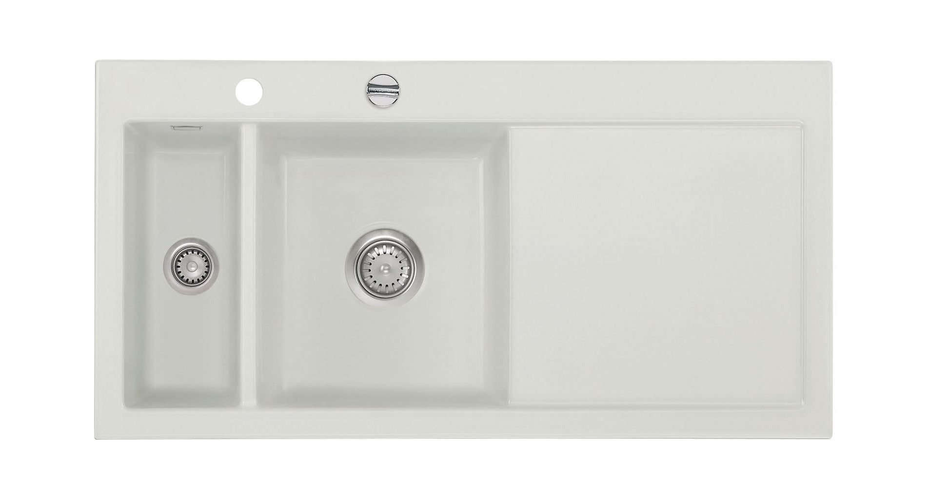 SYSTEMCERAM Einbauspüle Mera 100 Be. Li. Alu 76 inkl. Handbetätigung, für 60 cm Schrankbreite, Einbauspüle Auflage Becken links 50770176