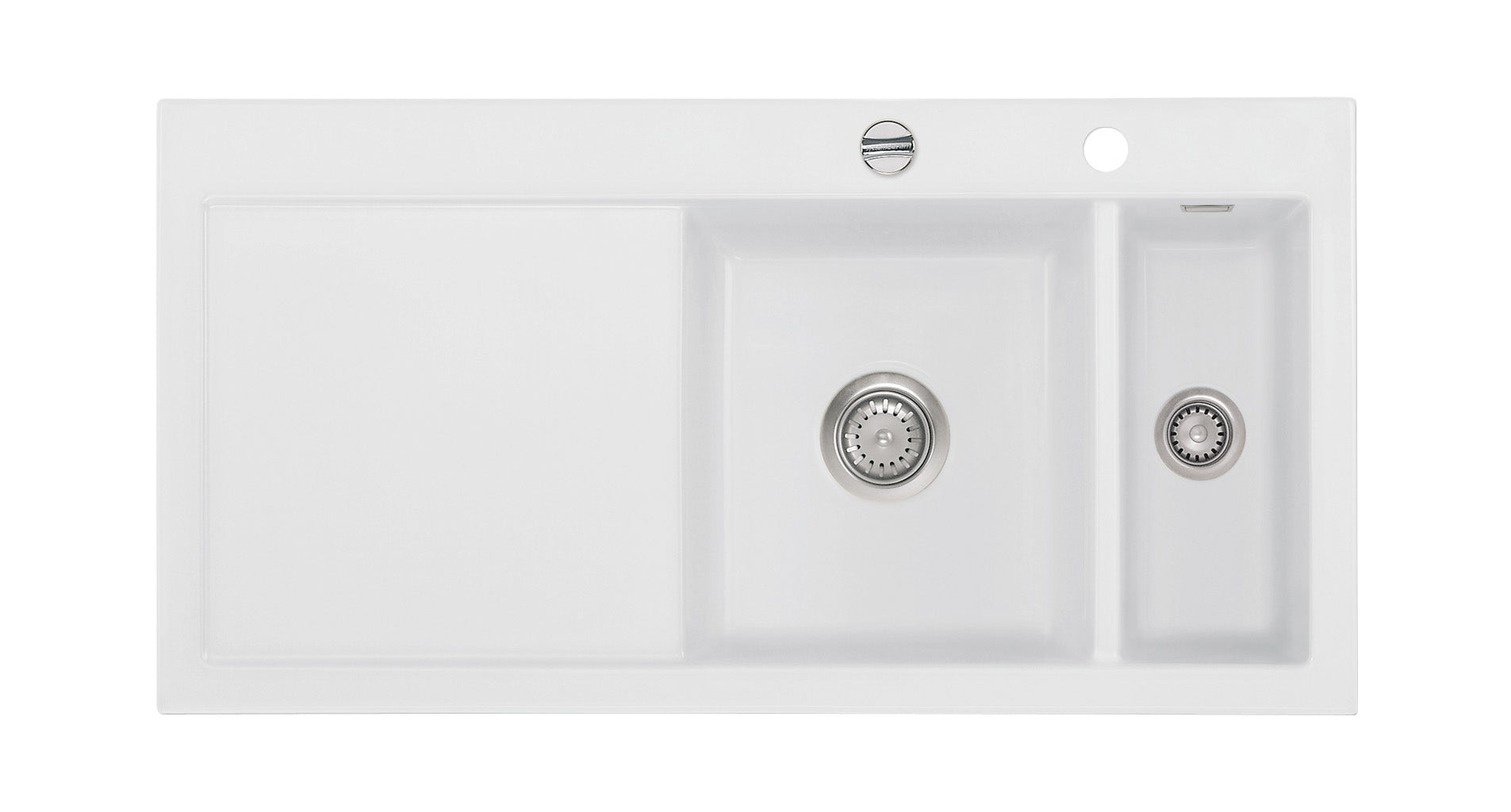 SYSTEMCERAM Einbauspüle Mera 100 Be. Re. Satin 20 inkl. Handbetätigung, für 60 cm Schrankbreite, Einbauspüle Auflage Becken rechts 50760120