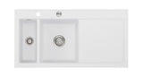SYSTEMCERAM Einbauspüle Mera 100 Be. Li. Satin 20 inkl. Handbetätigung, für 60 cm Schrankbreite, Einbauspüle Auflage Becken links 50770120