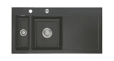 SYSTEMCERAM Einbauspüle Mera 100 Be. Li. Schiefer 85 inkl. Handbetätigung, für 60 cm Schrankbreite, Einbauspüle Auflage Becken links 50770185