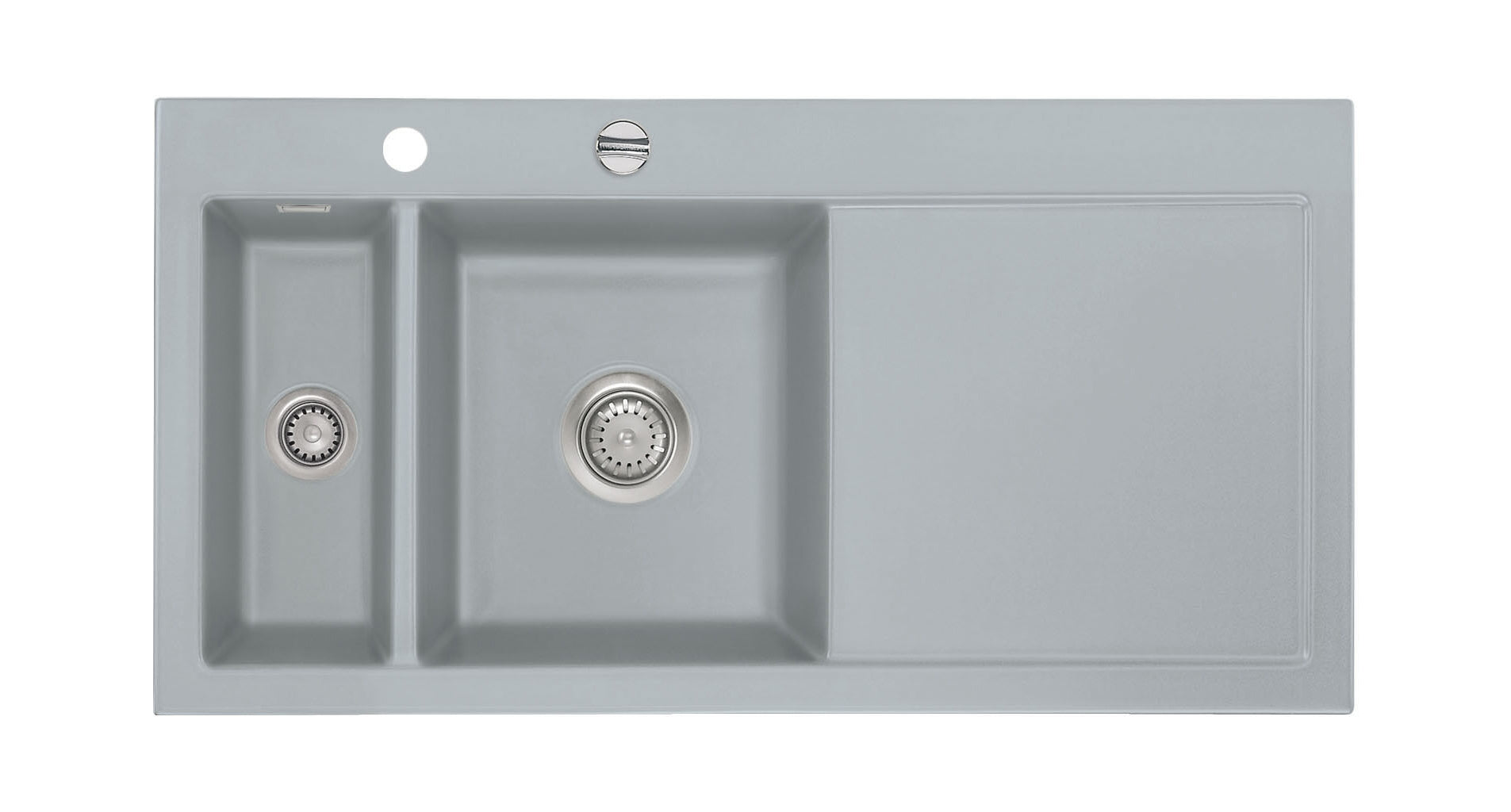 SYSTEMCERAM Einbauspüle Mera 100 Be. Li. Titan 78 inkl. Handbetätigung, für 60 cm Schrankbreite, Einbauspüle Auflage Becken links 50770178