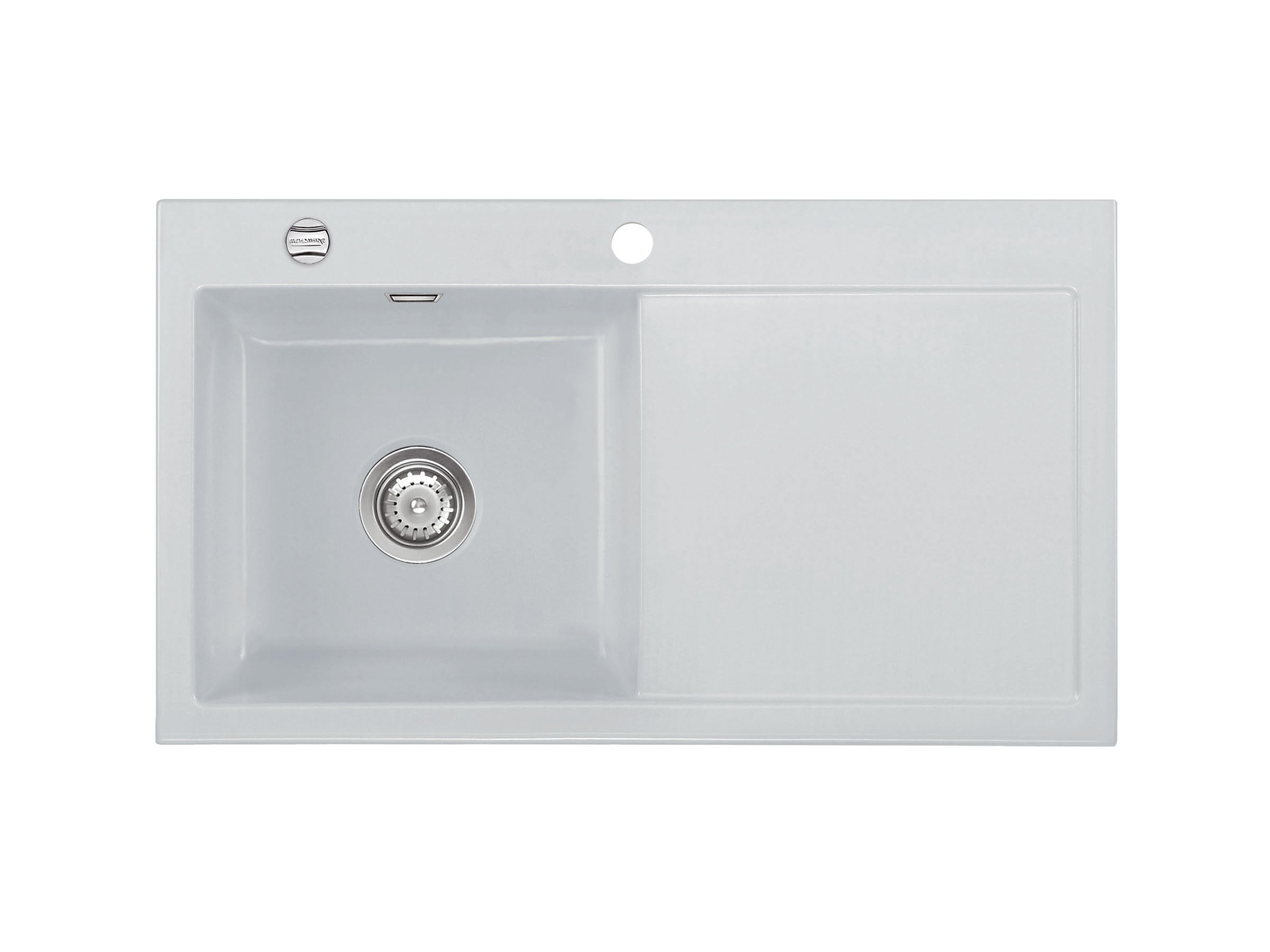 SYSTEMCERAM Einbauspüle Mera 90 Be. Li. Alu 76 inkl. Excenterbetätigung, für 50 cm Schrankbreite, Einbauspüle Auflage Becken links 50750276