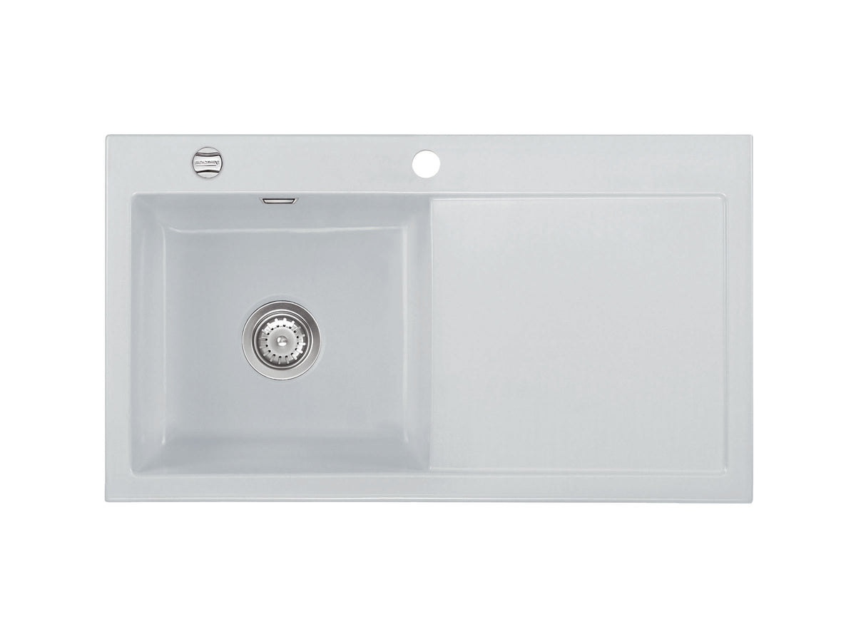 SYSTEMCERAM Einbauspüle Mera 90 Be. Li. Alu 76 inkl. Excenterbetätigung, für 50 cm Schrankbreite, Einbauspüle Auflage Becken links 50750276