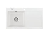 SYSTEMCERAM Einbauspüle Mera 90 F Be. Li. Grönland 12 inkl. Excenterbetätigung, für 50 cm Schrankbreite, Spüle zum flächenbündigen Einbau, inkl. 4 x Eckradien R 10 Auflage Becken links 55750212