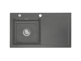 SYSTEMCERAM Einbauspüle Mera 90 F Be. Li. Lava 80 inkl. Handbetätigung, für 50 cm Schrankbreite, Spüle zum flächenbündigen Einbau, inkl. 4 x Eckradien R 10 Auflage Becken links 55750180
