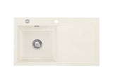 SYSTEMCERAM Einbauspüle Mera 90 F Be. Li. Magnolie 10 inkl. Handbetätigung, für 50 cm Schrankbreite, Spüle zum flächenbündigen Einbau, inkl. 4 x Eckradien R 10 Auflage Becken links 55750110