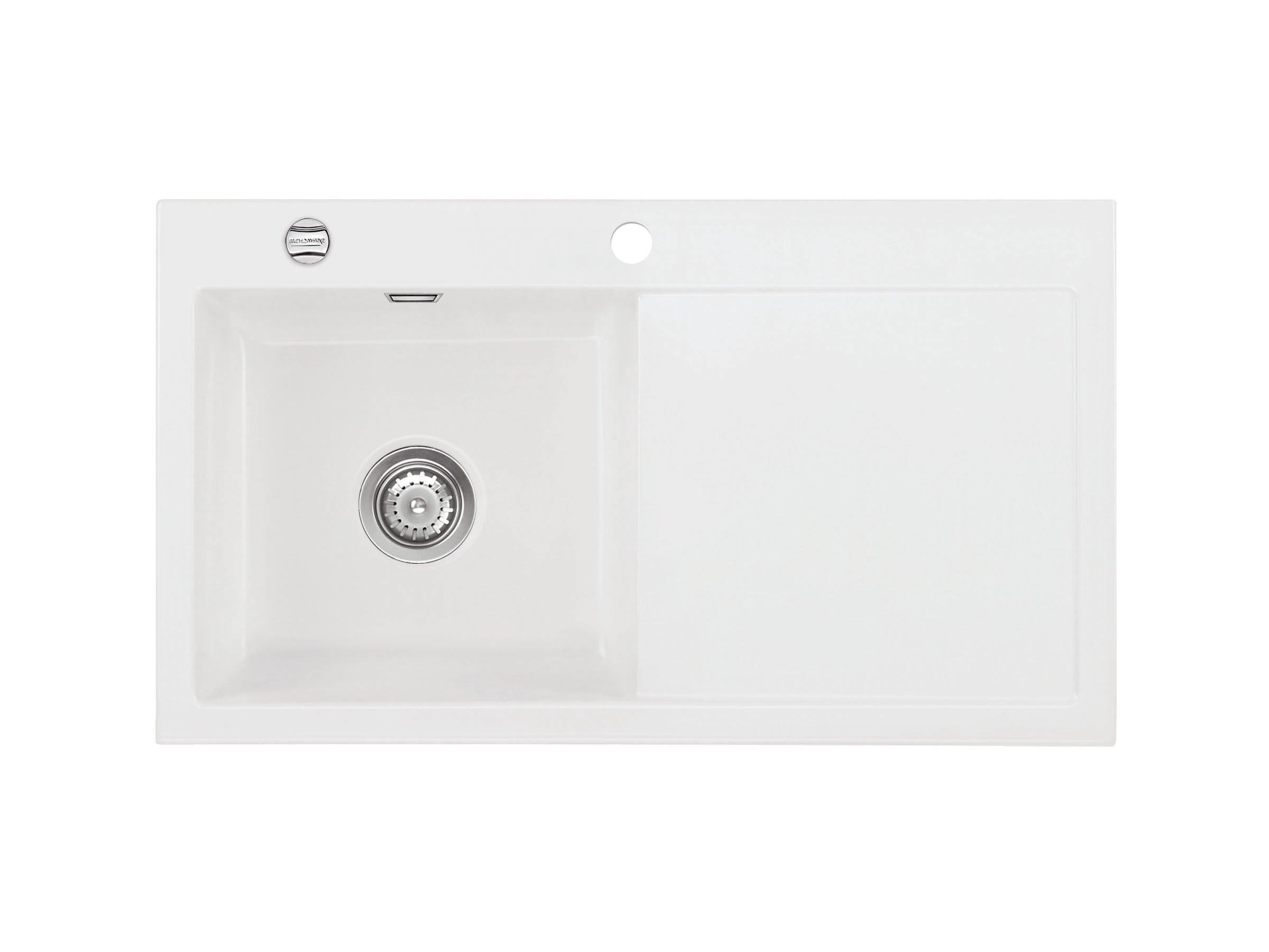 SYSTEMCERAM Einbauspüle Mera 90 Be. Li. Polar 13 inkl. Excenterbetätigung, für 50 cm Schrankbreite, Einbauspüle Auflage Becken links 50750213
