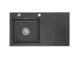 SYSTEMCERAM Einbauspüle Mera 90 Be. Li. Schiefer 85 inkl. Excenterbetätigung, für 50 cm Schrankbreite, Einbauspüle Auflage Becken links 50750285