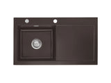 SYSTEMCERAM Einbauspüle Mera 90 Be. Li. Siena 65 inkl. Handbetätigung, für 50 cm Schrankbreite, Einbauspüle Auflage Becken links 50750165