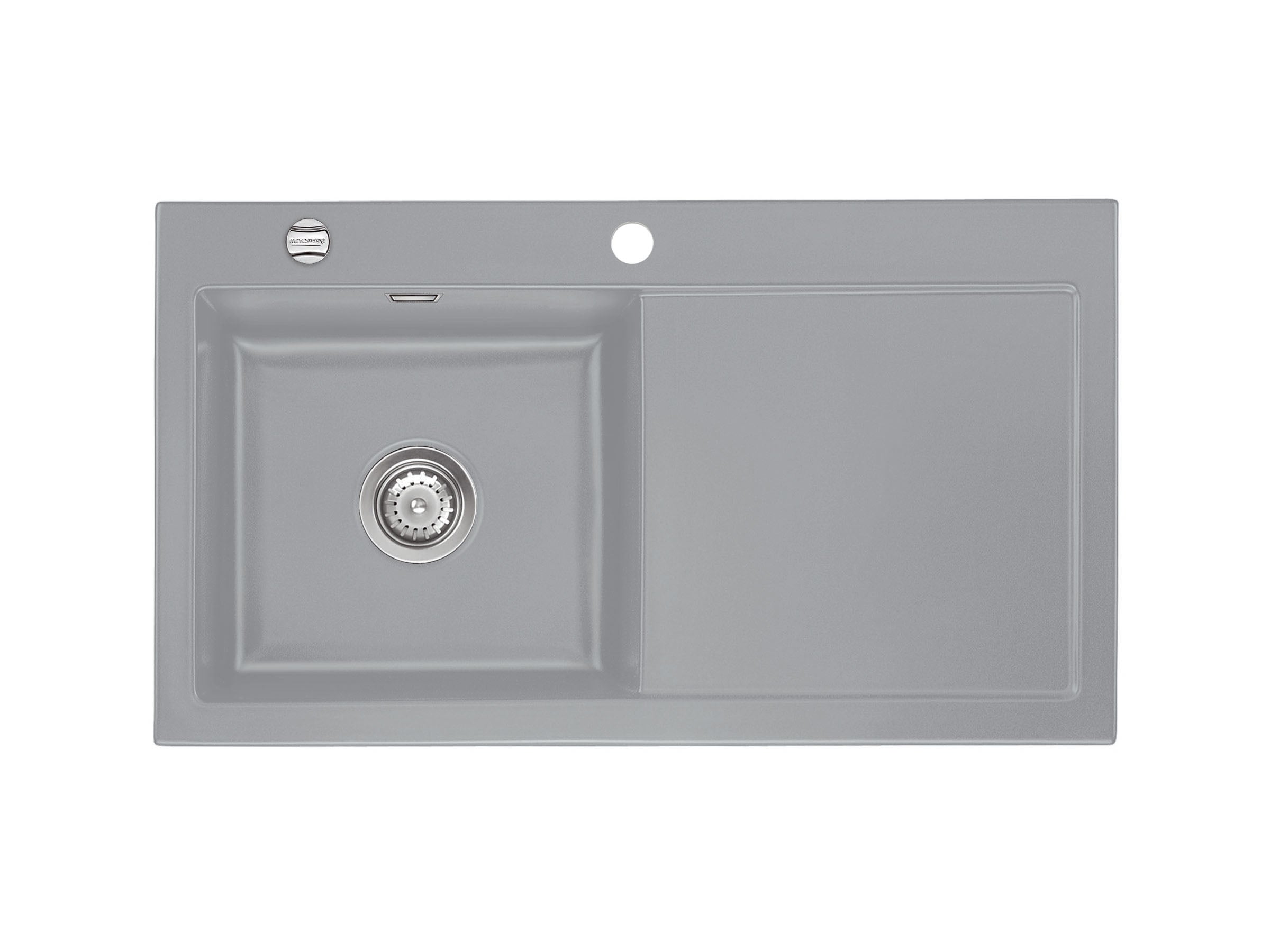 SYSTEMCERAM Einbauspüle Mera 90 Be. Li. Titan 78 inkl. Handbetätigung, für 50 cm Schrankbreite, Einbauspüle Auflage Becken links 50750178