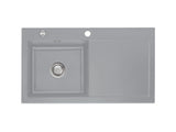 SYSTEMCERAM Einbauspüle Mera 90 Be. Li. Titan 78 inkl. Handbetätigung, für 50 cm Schrankbreite, Einbauspüle Auflage Becken links 50750178
