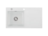 SYSTEMCERAM Einbauspüle Mera 90 Be. Li. Satin 20 inkl. Handbetätigung, für 50 cm Schrankbreite, Einbauspüle Auflage Becken links 50750120