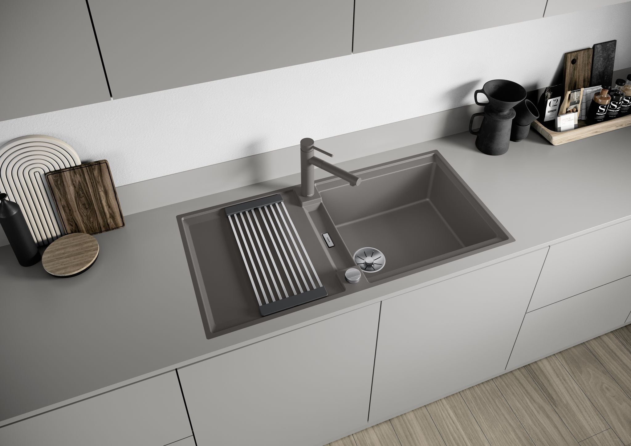 BLANCO ADIRA XL 6 S-F SILGRANIT mit Ablauffernbedienung mit Zubehör reversibel café 527632