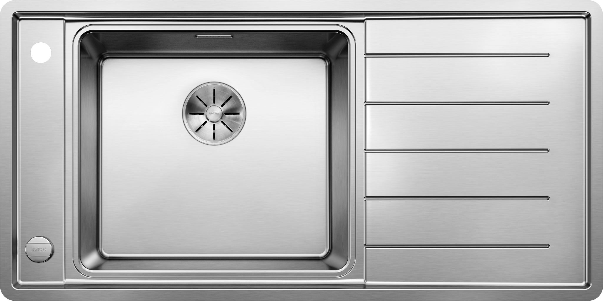 BLANCO ANDANO XL 6 S-IF Edelstahl Seidenglanz mit Ablauffernbedienung mit Zubehör Becken links 523000