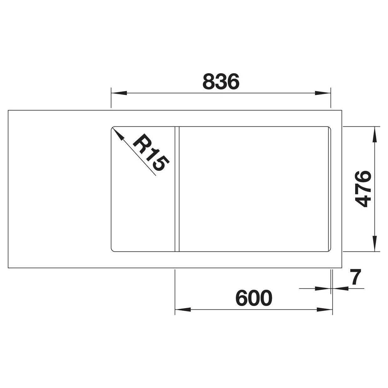 BLANCO ANDANO XL 6 S-IF Compact Edelstahl Seidenglanz mit Ablauffernbedienung mit Zubehör Becken rechts 523001