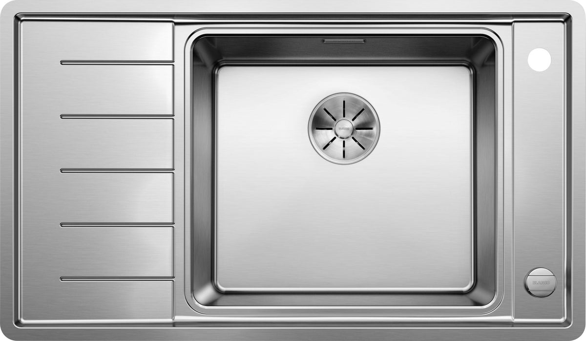 BLANCO ANDANO XL 6 S-IF Compact Edelstahl Seidenglanz mit Ablauffernbedienung mit Zubehör Becken rechts 523001