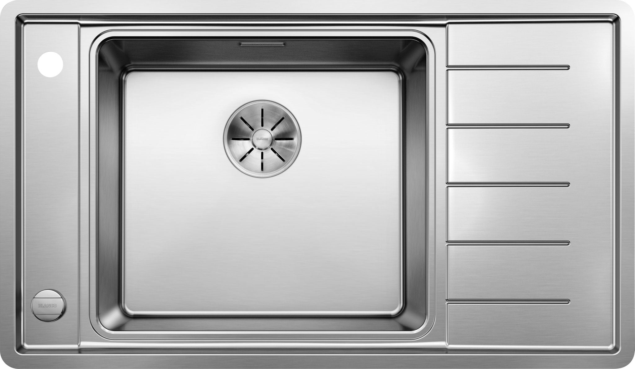 BLANCO ANDANO XL 6 S-IF Compact Edelstahl Seidenglanz mit Ablauffernbedienung mit Zubehör Becken links 523002