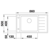 BLANCO ANDANO XL 6 S-IF Compact Edelstahl Seidenglanz mit Ablauffernbedienung mit Zubehör Becken links 523002