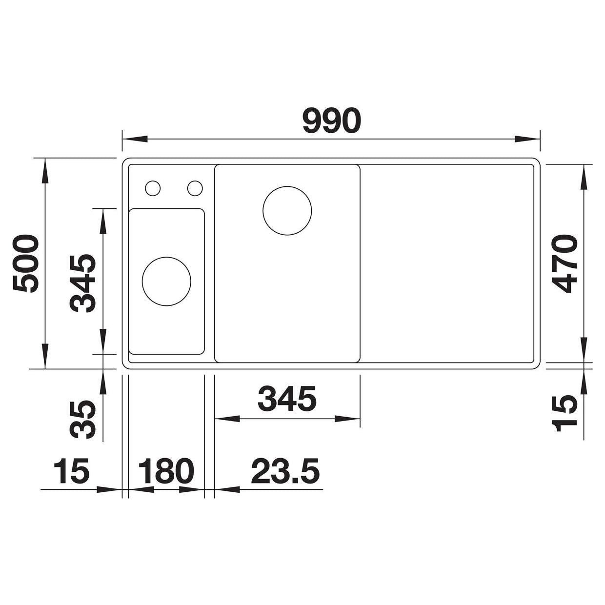 BLANCO AXIA III 6 S-F SILGRANIT mit Holzschneidbrett Becken links felsgrau 524664